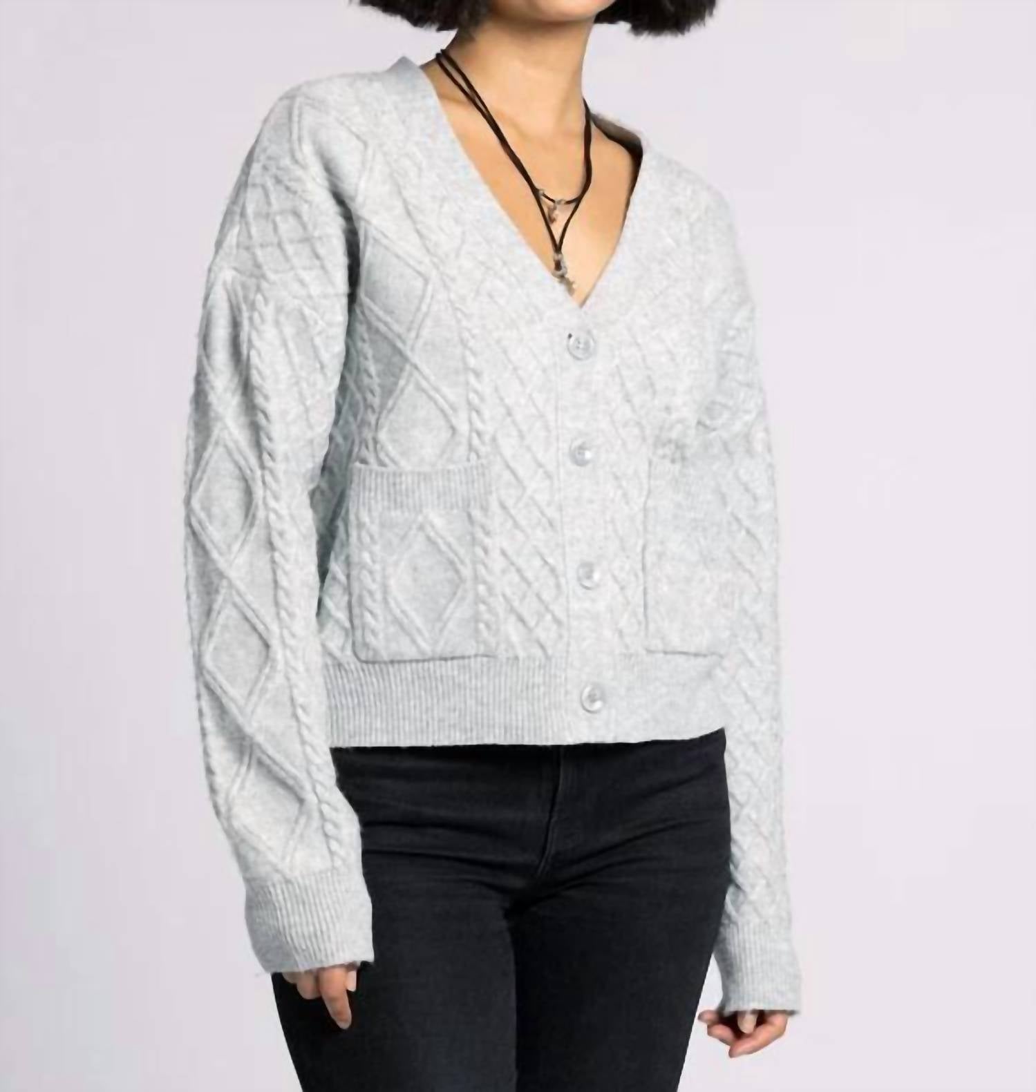 Thread & Supply Calista Cardigan in heather grey 1 - women's cardigan - detail view