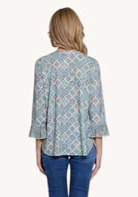 Multiples - Women's Three-quarter Sleeve Pleated Blouse