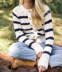 Marea - Striped Cable Cardigan