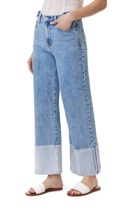 Habitual - Contrast Hem High Waist Wide Leg Jeans