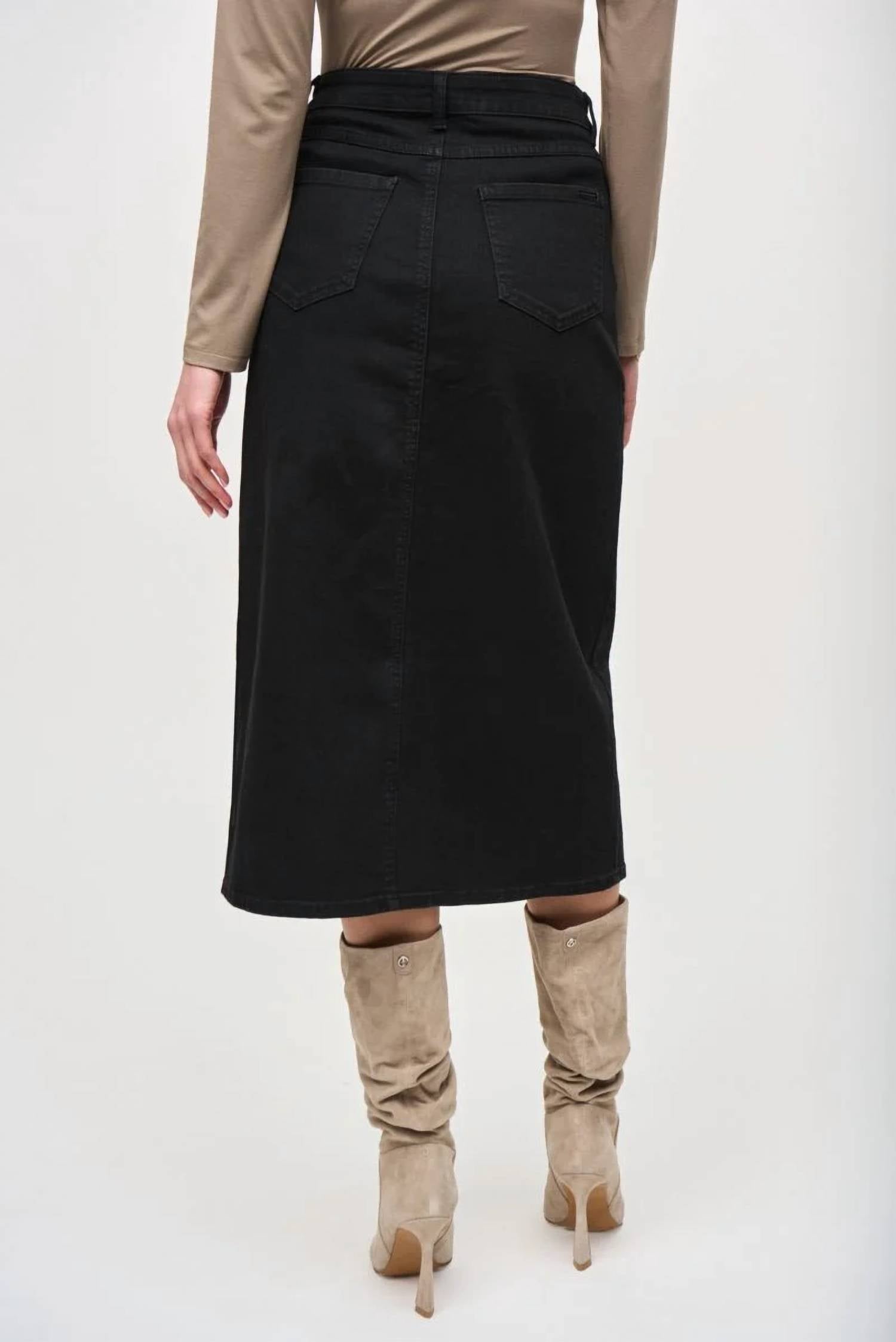 Joseph Ribkoff - Denim Front Slit Midi Jean Skirt