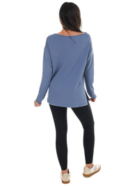 Spanx Airessentials Boatneck Tunic in rain - women's shirt - detail view