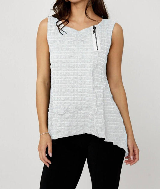 Frank Lyman - Bubble Jacquard Zip Detail Sleeveless Top