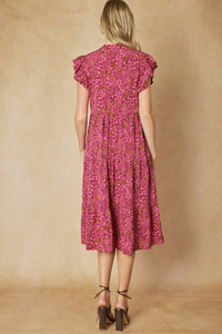 Entro - Floral Tiered Ruffle Midi Dress