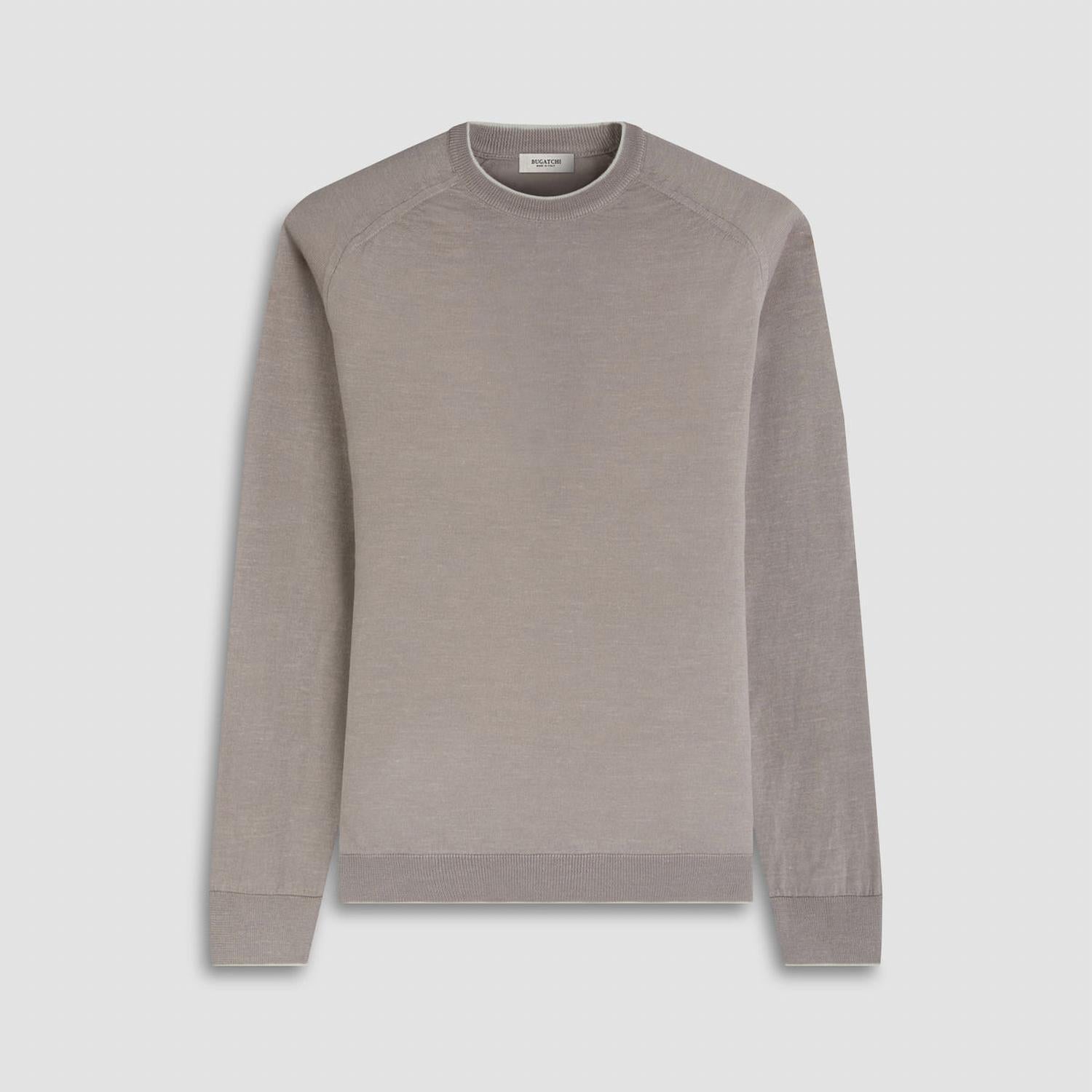 Bugatchi Uomo Crew Neck Sweater With Tipping in walnut - men's sweater - view 5