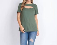 Wholesale Fashion Square - Cutout Neck Short Sleeve Tee