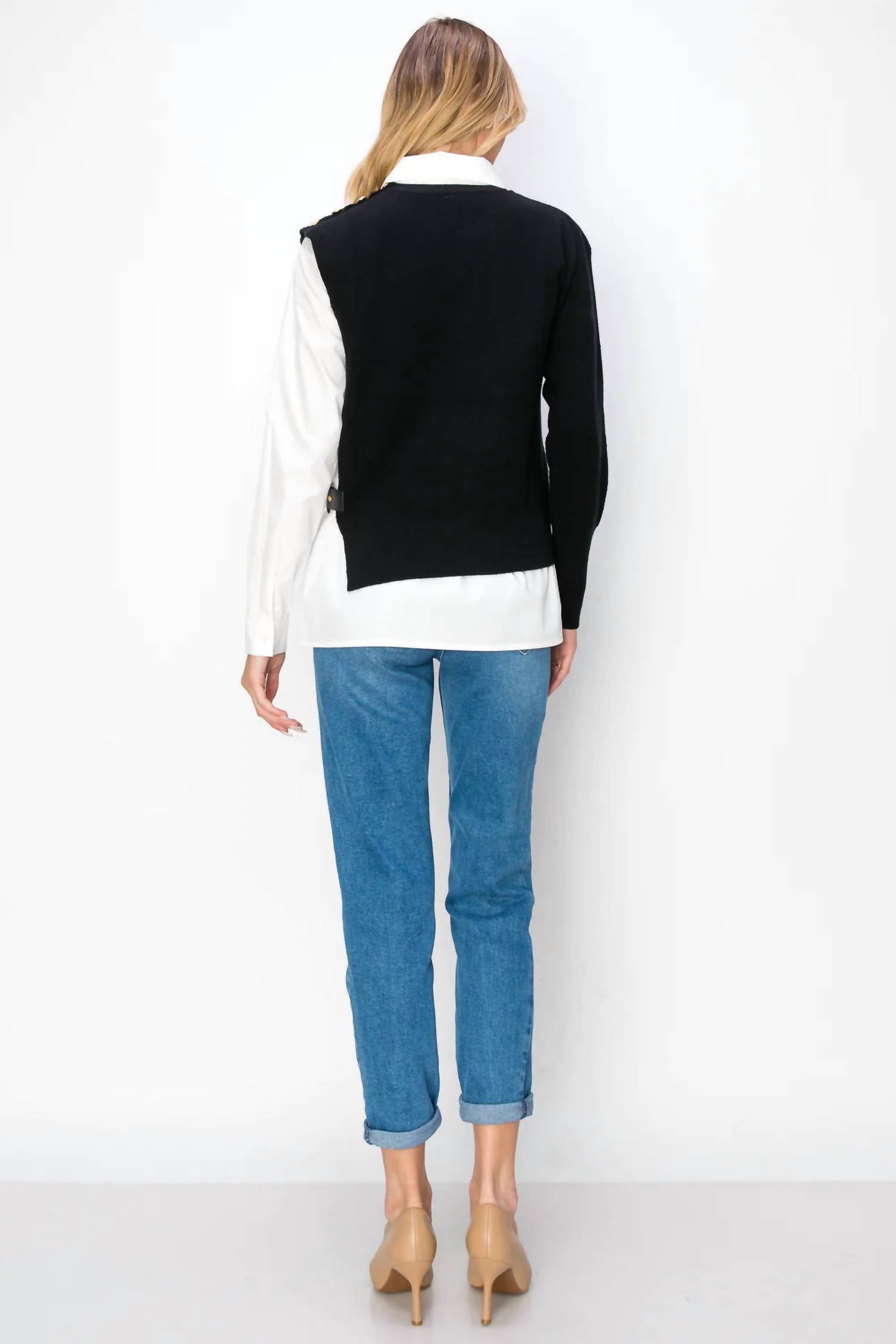 Joh - Wyatt Cotton Pleated Shirt With Knitted Sweater