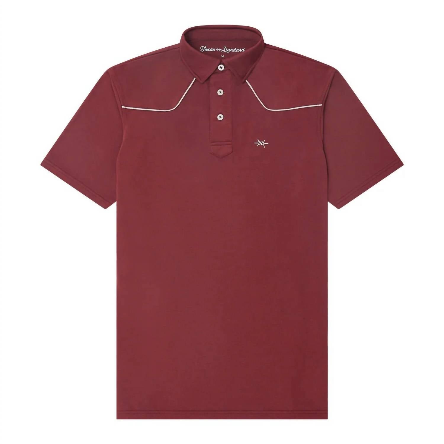 Texas Standard Men's Lariat Western Polo in maroon - men's shirt