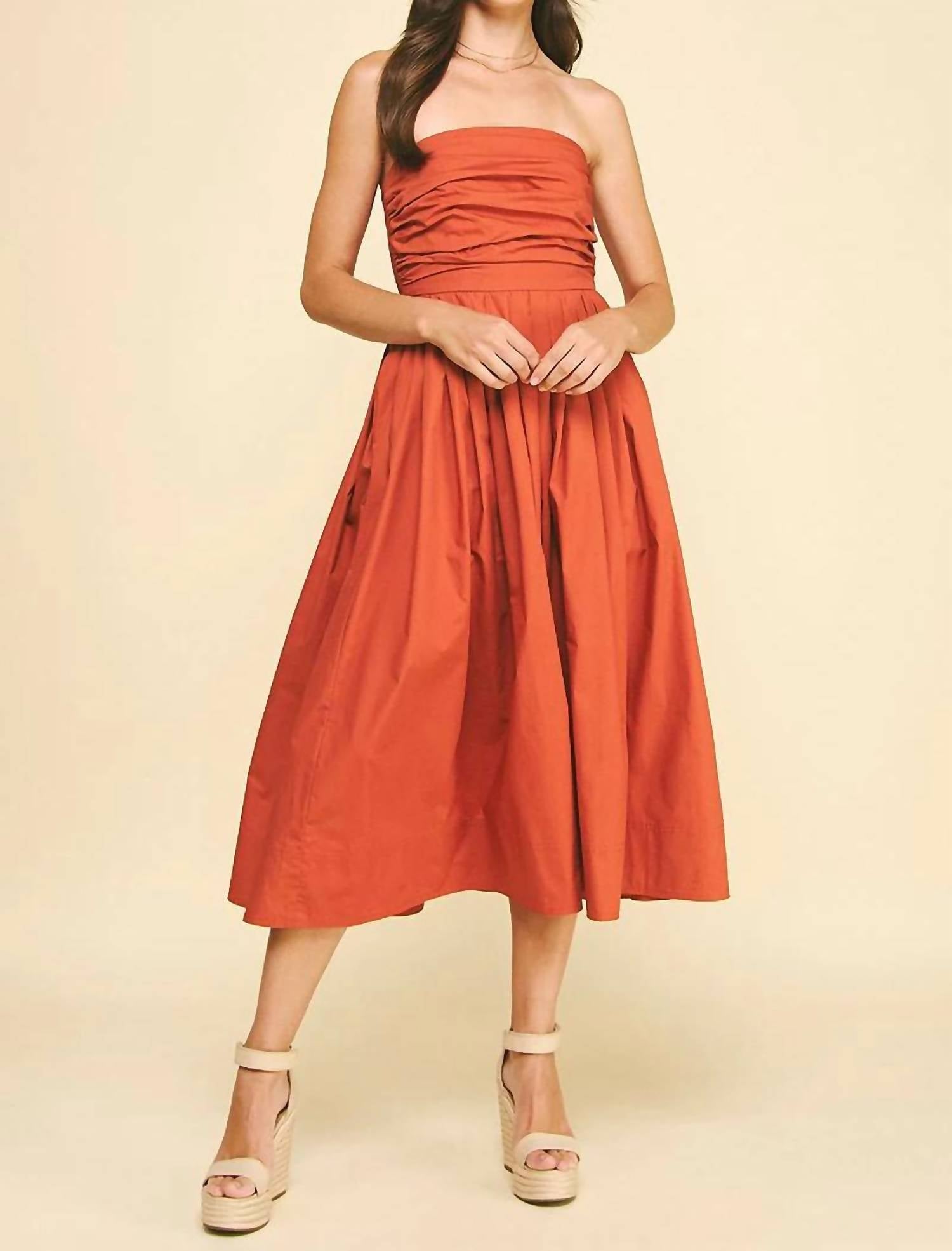 Pinch - Florence Shirred Strapless Midi Dress