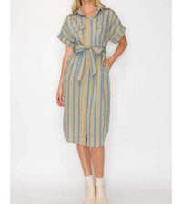 Meet Me In Santorini - Hazel Fall Stripe Shirt Dress