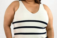 Andree By Unit - Stripe V-neck Sleeveless Top - Plus