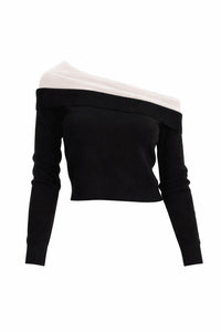 line and dot Ysa Off The Shoulder Sweater in black - women's cardigan - view 6