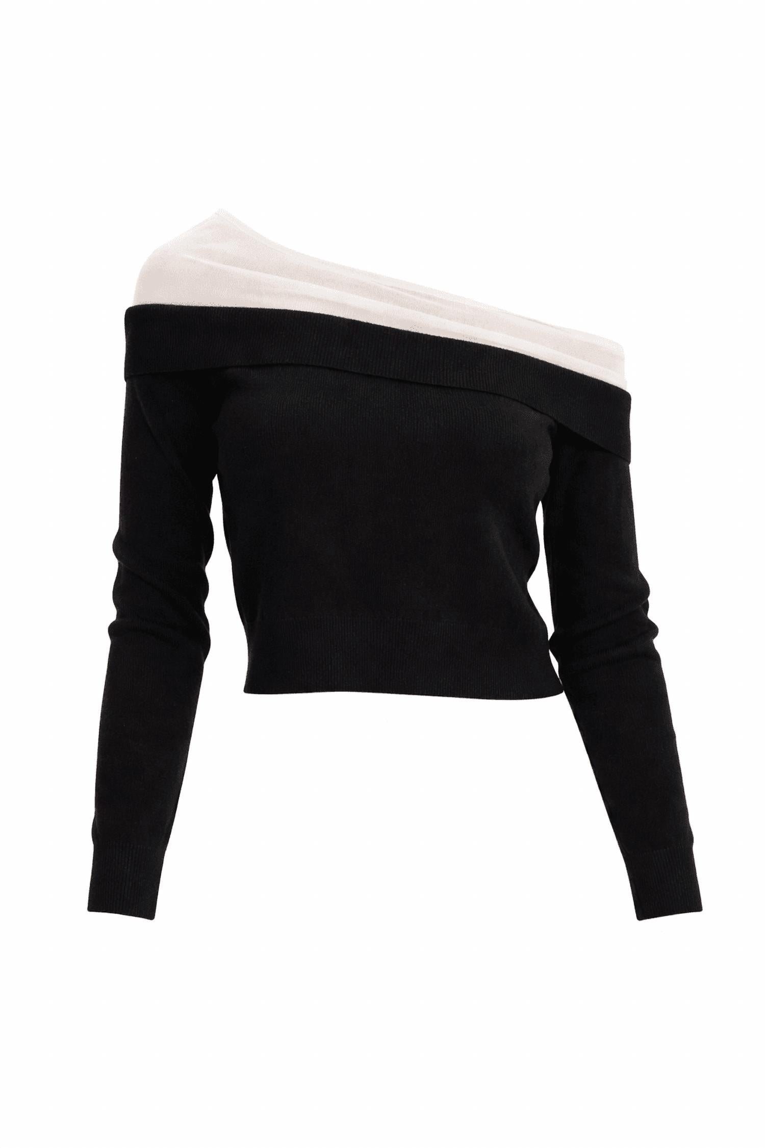 line and dot Ysa Off The Shoulder Sweater in black - women's cardigan - view 6