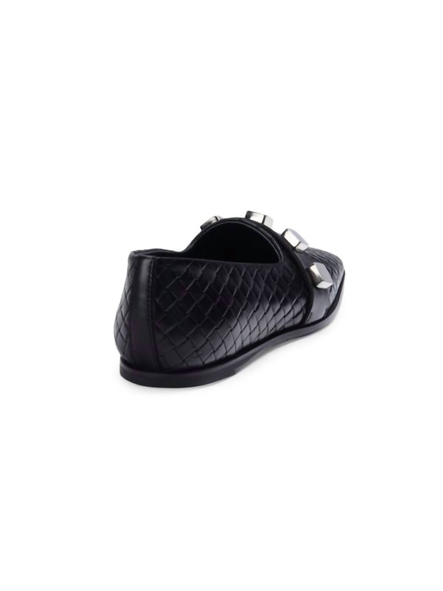 Costume National - Women's Studded Woven Leather Loafers