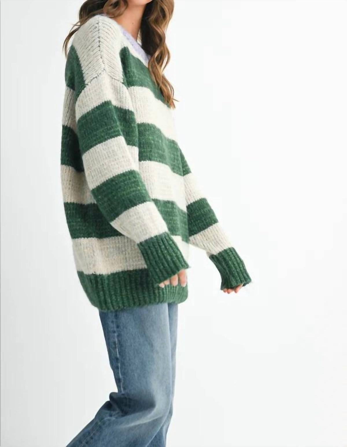 Aemi + Co - Striped Oversized Sweater