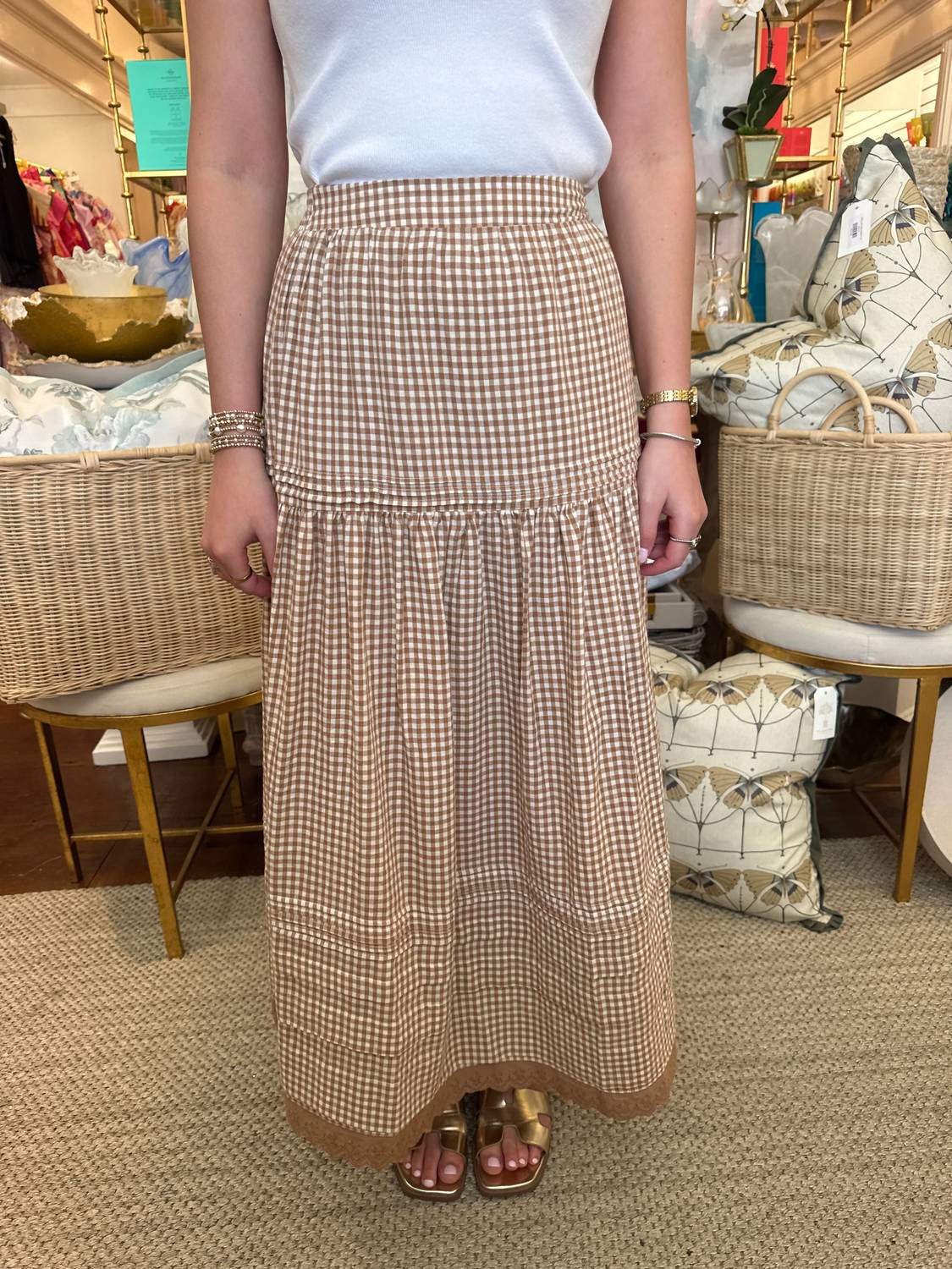 Karlie - Gingham Maxi Skirt