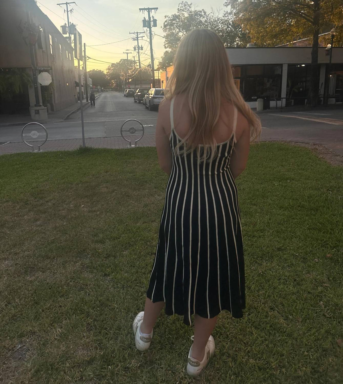 Olivaceous - Striped Midi Dress