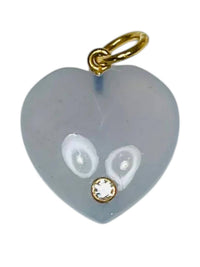 Theodosia - Women's Chalcedony Heart Pendant With Diamond