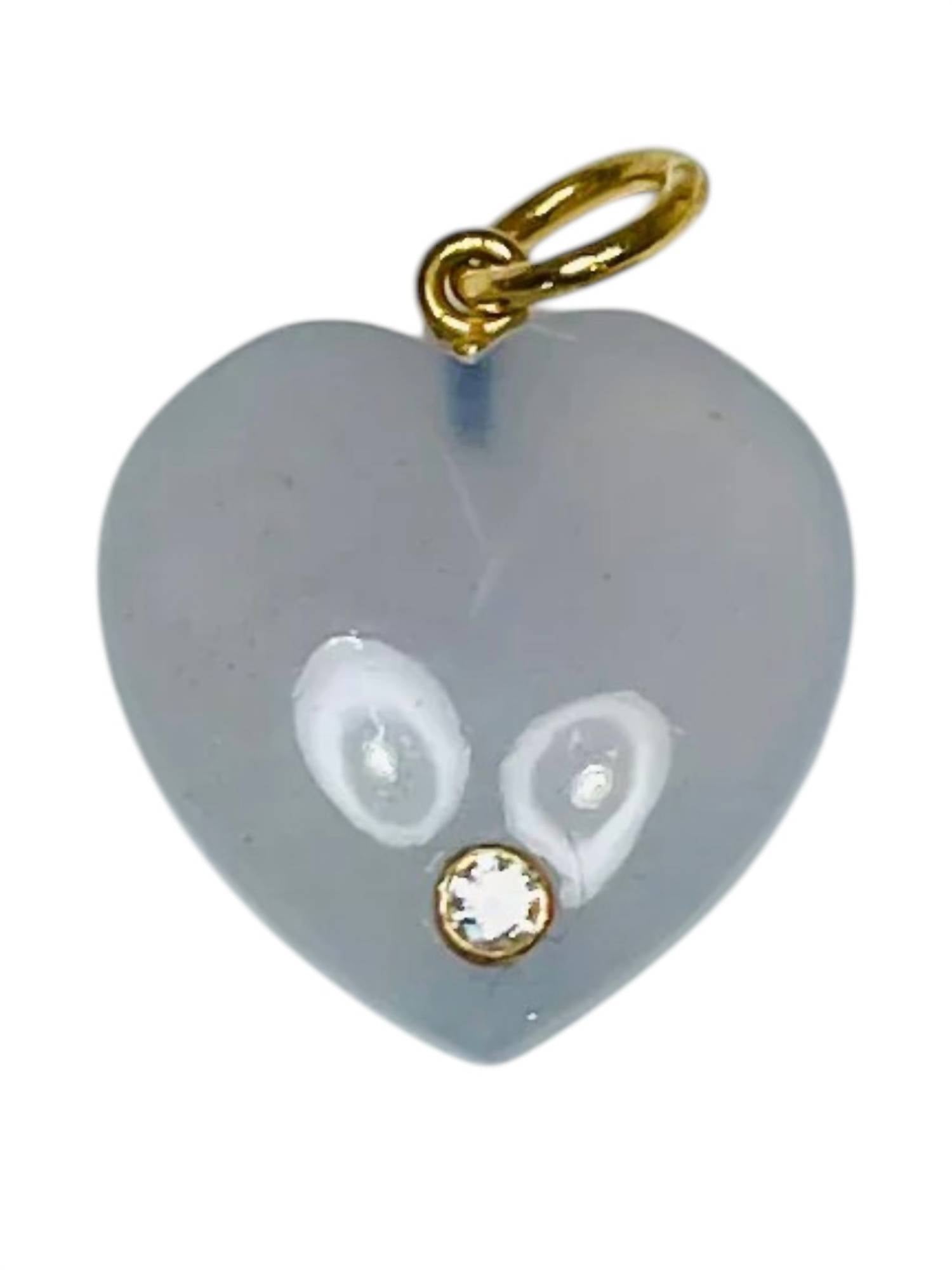 Theodosia - Women's Chalcedony Heart Pendant With Diamond