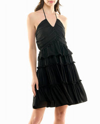 Nicole Miller - Presley Chiffon Tiered Halter Dress
