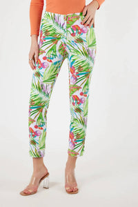 Robell - Tropical Palm Leaves Print Lena Slim Pant