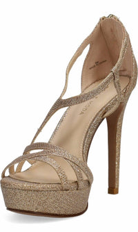 PELLE MODA Women's Oneda X Platform Rear Zip Platform Sandals in gold - women's sandal - view 4