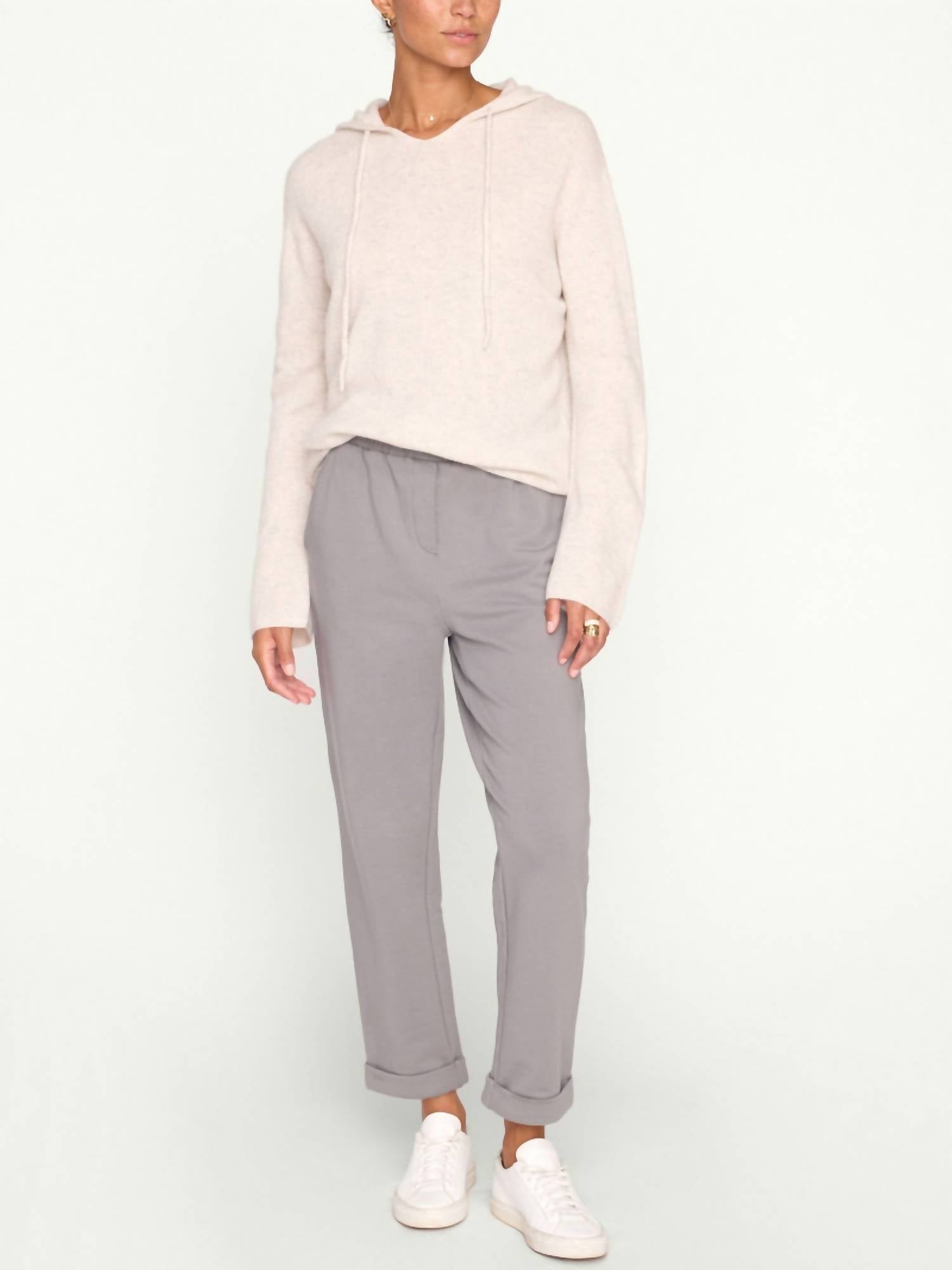 Brochu Walker Cashmere Seamless Hoodie in mist melange - women's top - view 5