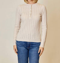 Design History - Long Sleeve Sweater with Buttons