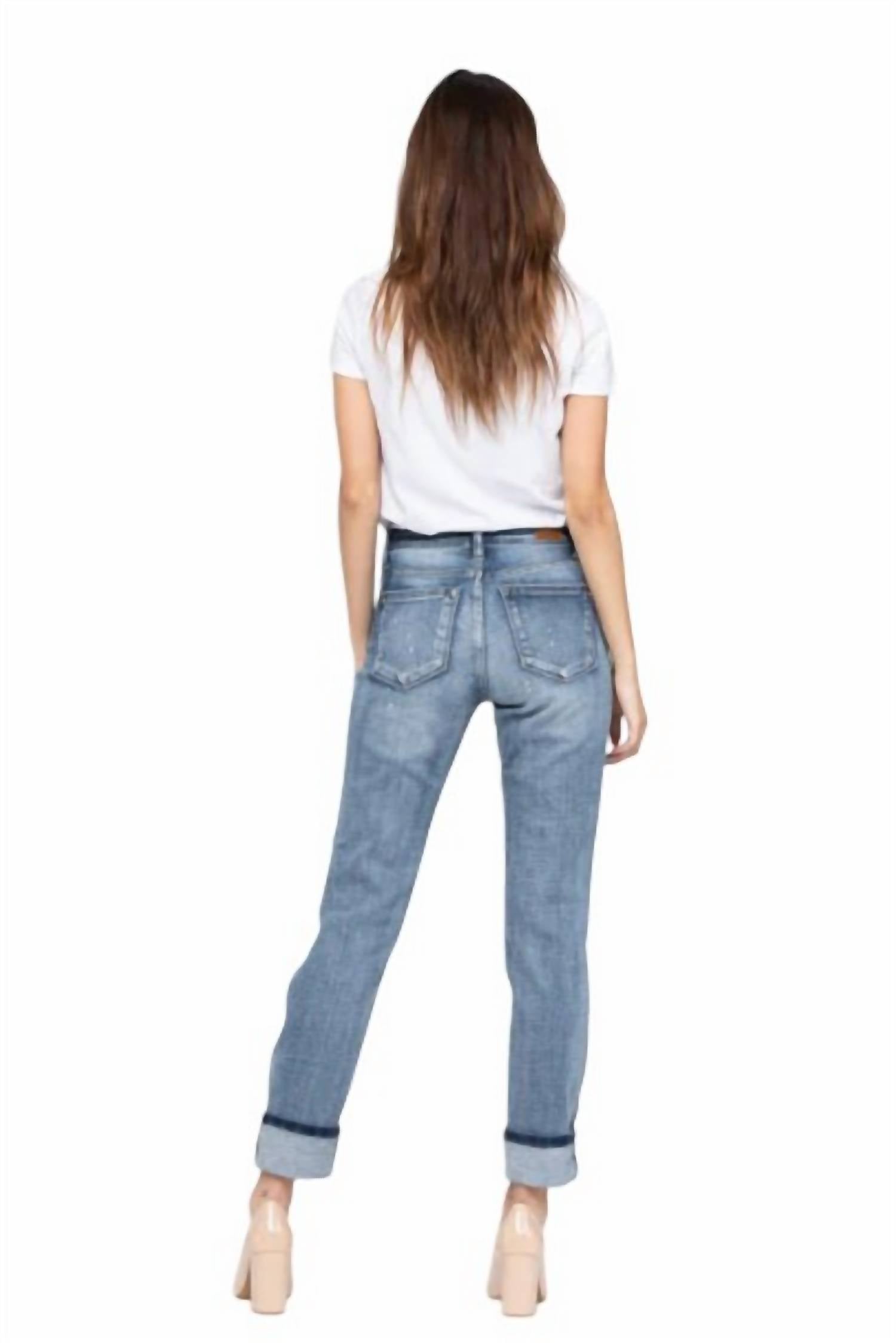 Judy Blue - Destroyed Bleach Splatter Boyfriend Jeans