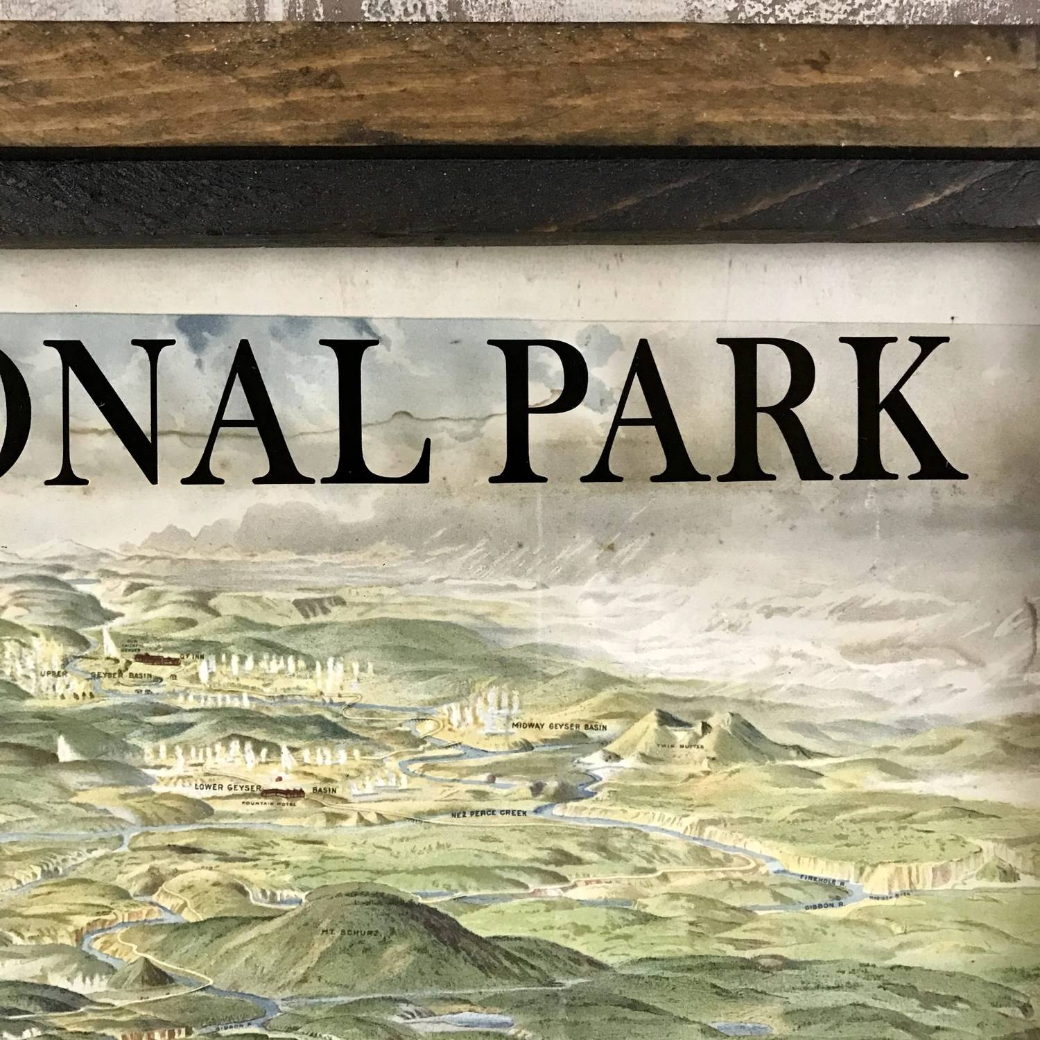 Second Chance Art & Accessories - Vintage 1904 Yellowstone National Park Framed Map