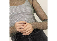 Hyfve - Fishnet Rhinestone Cover-up Top