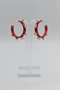 SMITH & CO Women's Metal Hoop Earrings in red - women's jewelry - detail view