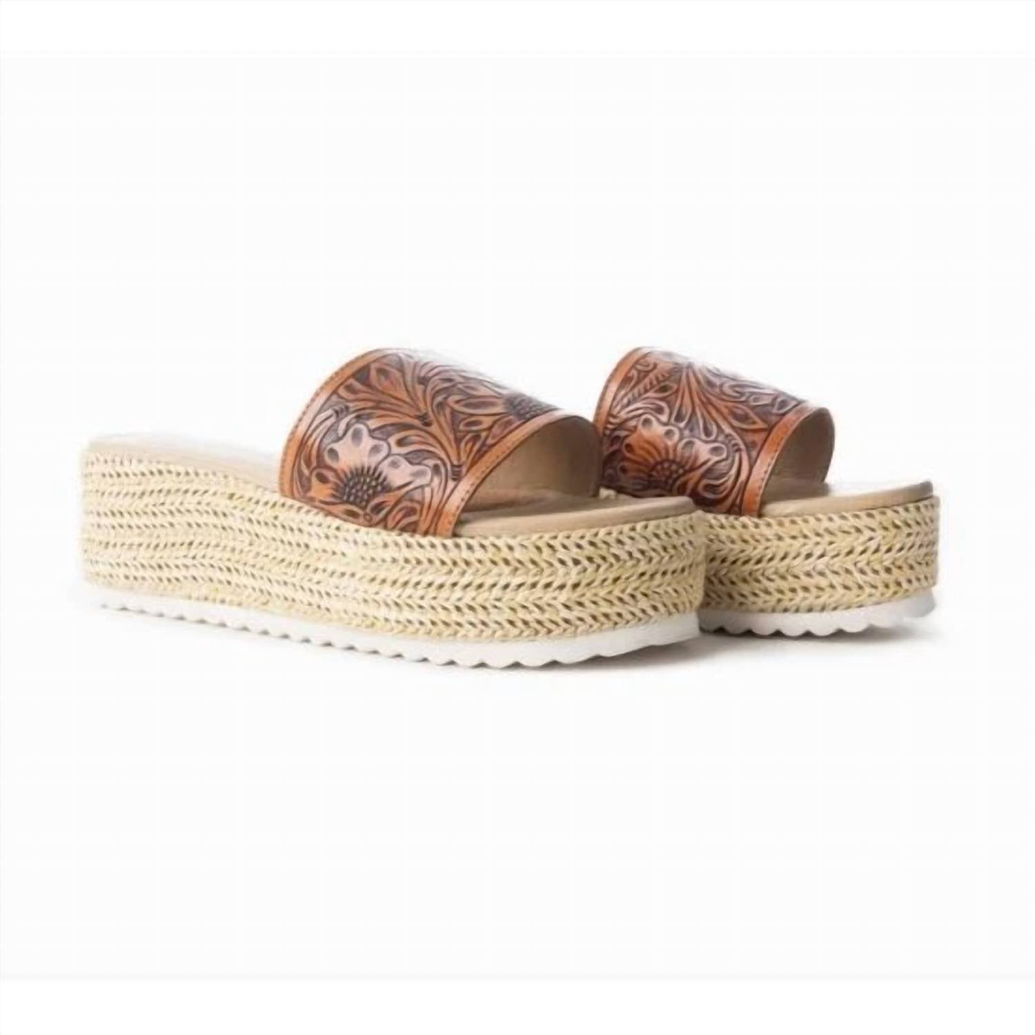 Let'S See Style - Women's Myra Tooled Leather Platform Slides