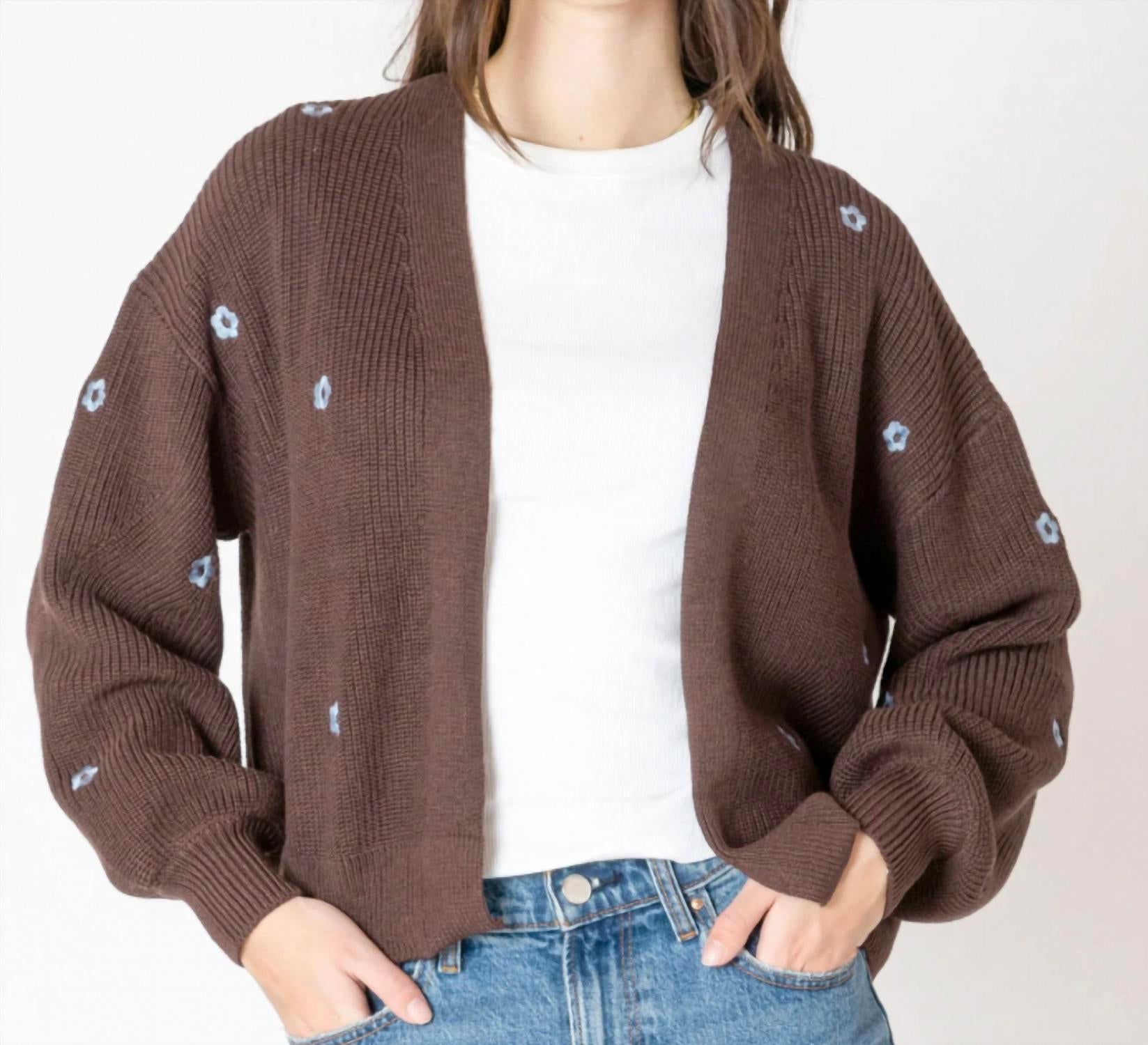 Dex - Embroidered Open Cardigan