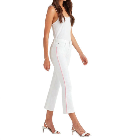 7 For All Mankind - High Rise Flare Crop Pink Piping Jeans