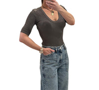 Enza Costa - Textured Rib Half Sleeve Tee