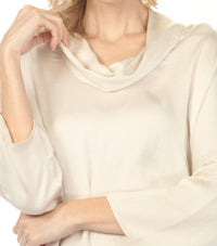 Joseph Ribkoff - Cowl Neck Satin Boxy Tunic Top