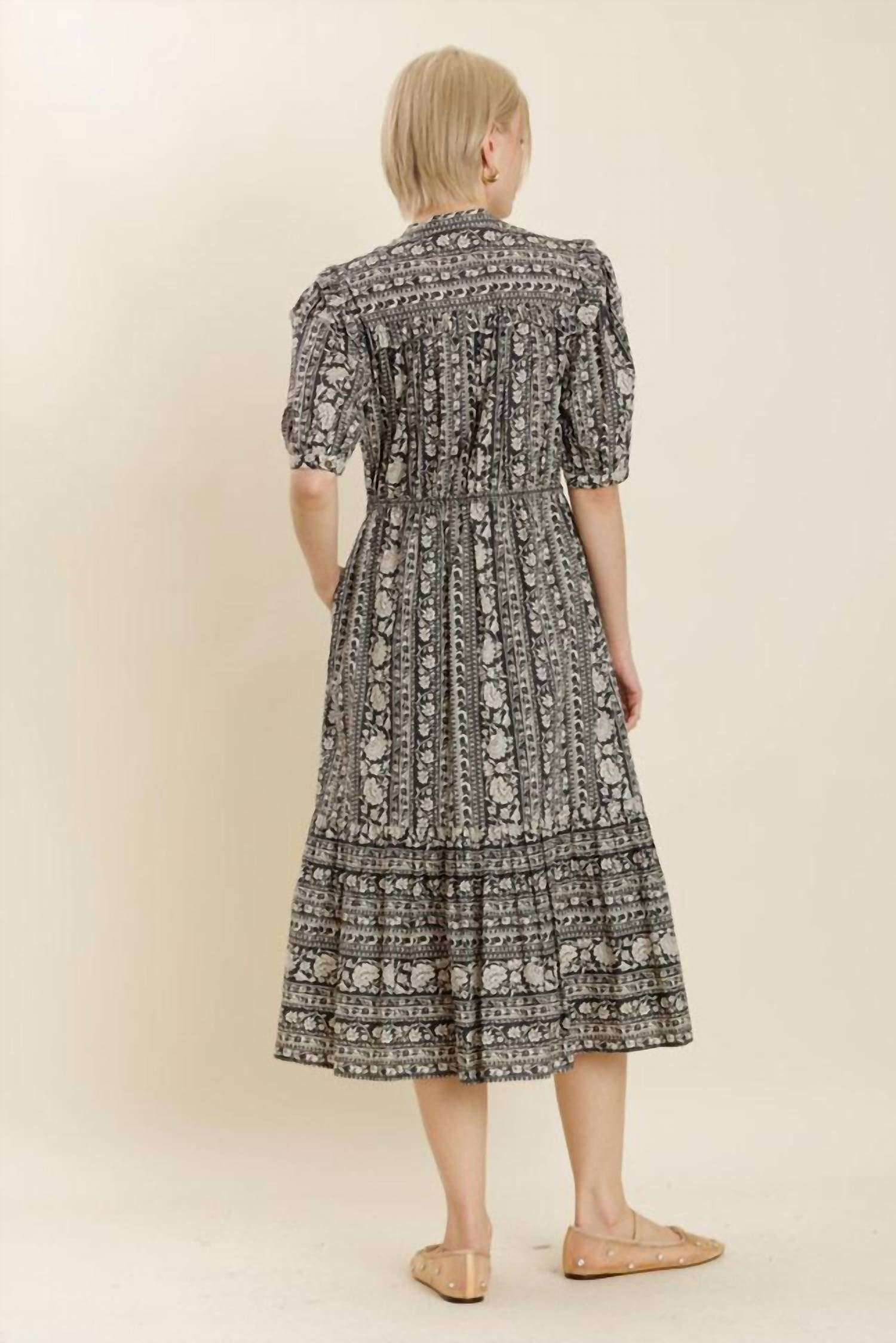 Aureum - Floral Boho Midi Dress