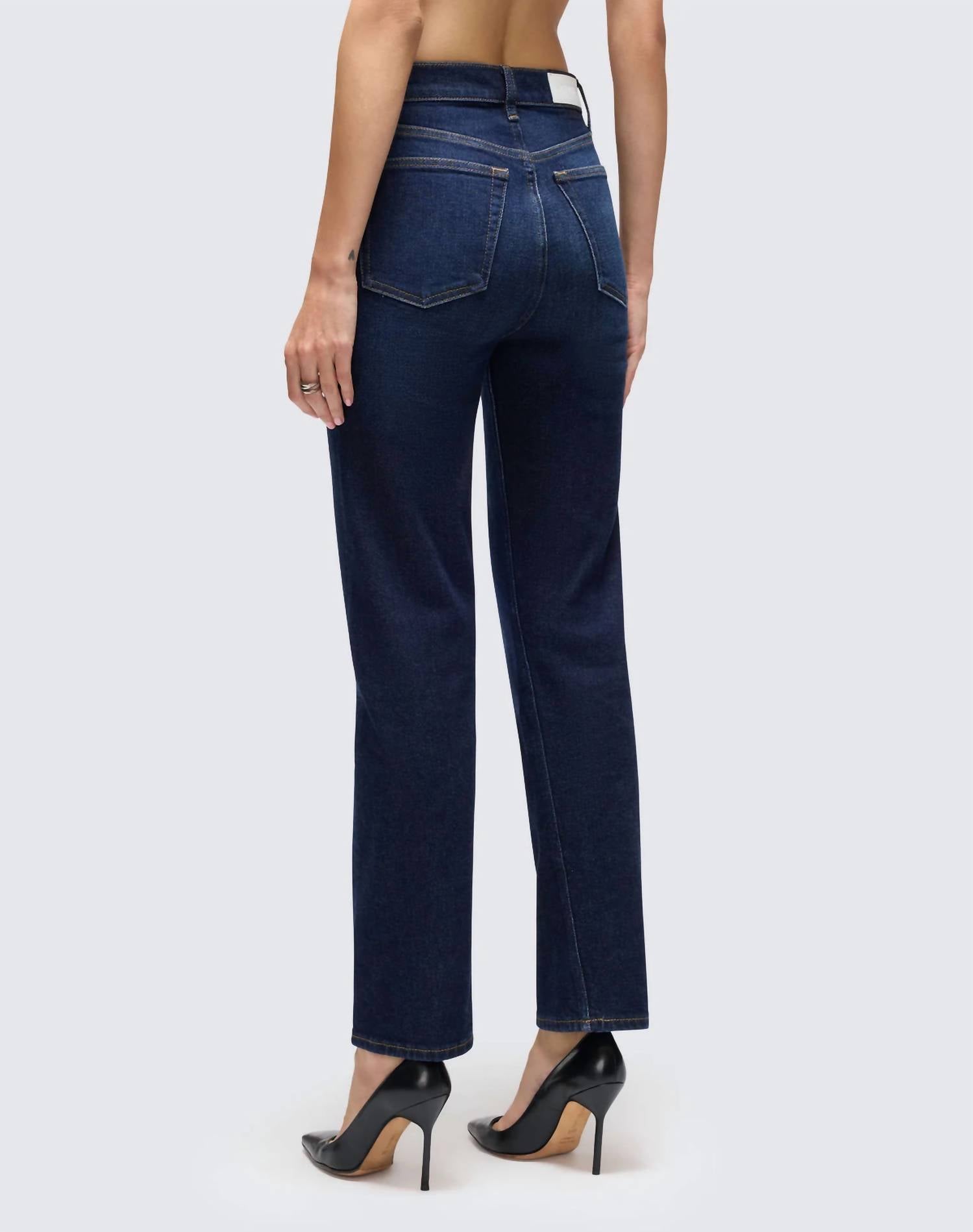 RE/DONE Twisted Stove Pipe Jeans in dark lady blue - women's jeans - alternate view