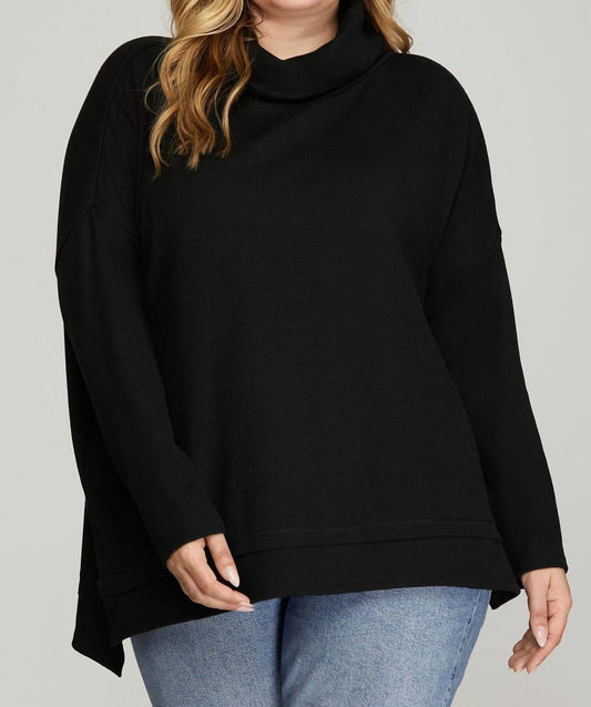 She + Sky - Cowl Neck Sweater - Plus
