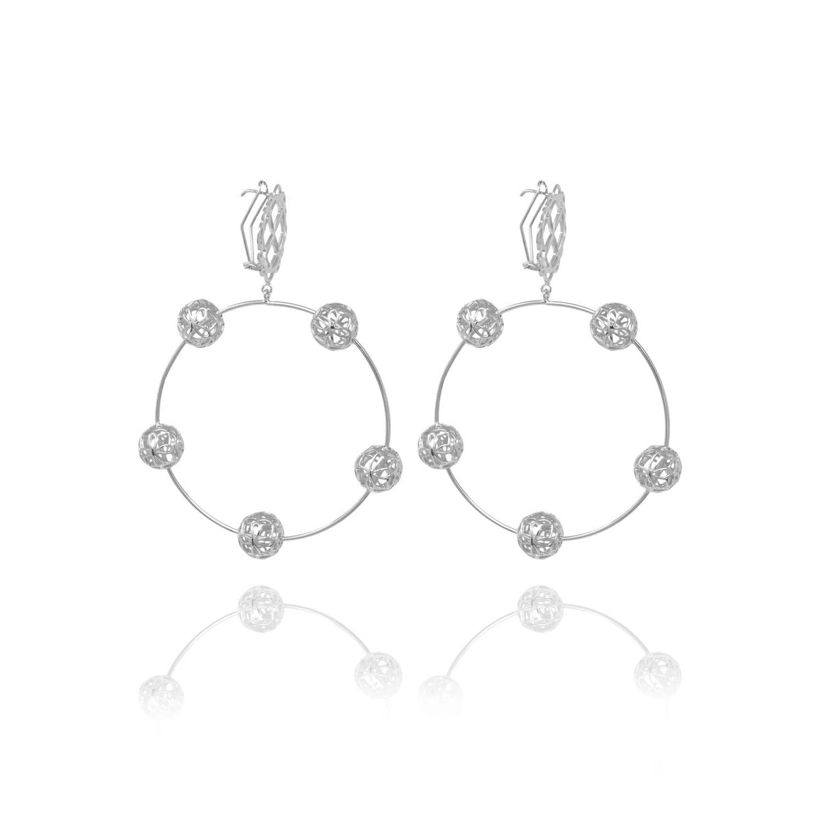 Georgina Jewelry - Women's Flower Sphere Hoops Earring