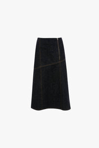 VICTORIA BECKHAM Panelled Denim Midi Skirt in indigo - women's skirt - view 4