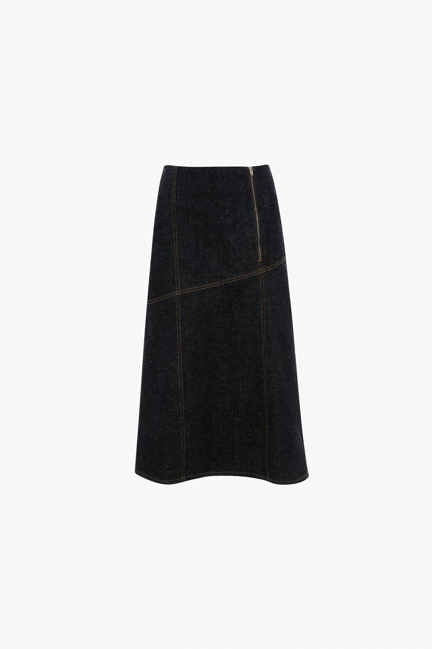 VICTORIA BECKHAM Panelled Denim Midi Skirt in indigo - women's skirt - view 4