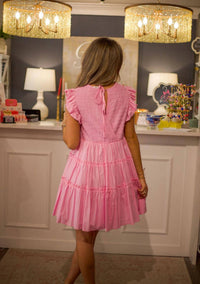 &merci Ruffled Flutter Sleeve Mini Dress in blooming pink - women's dress - view 4