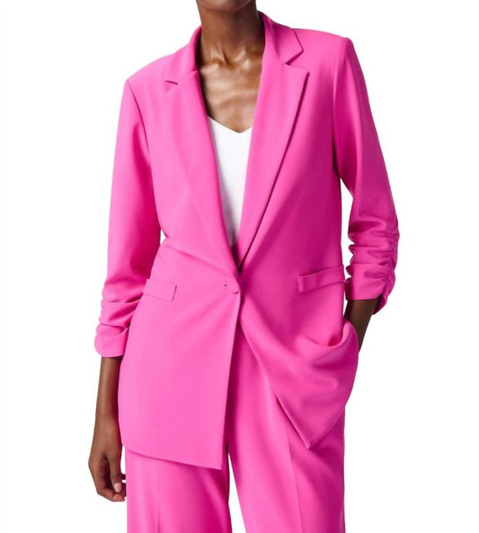 Joseph Ribkoff - Silky Knit Shirred Sleeves Blazer