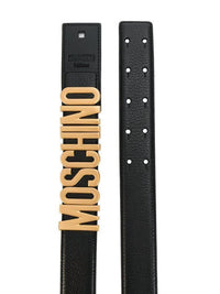 Moschino - Women's Logo Leather Belt Leather Gold Buckle