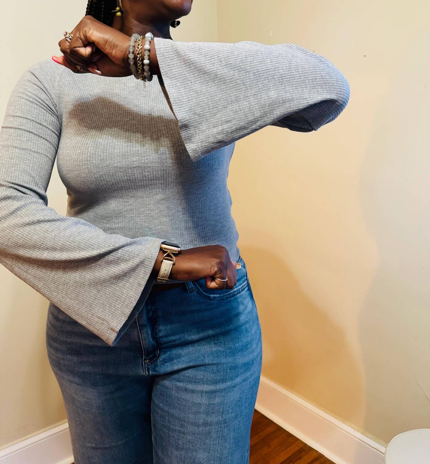 Hyfve - Everly Long Bell Sleeve Ribbed Knit Top