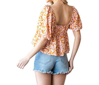 Cotton Bleu - Peplum Square Neck Top With Bubble Sleeves