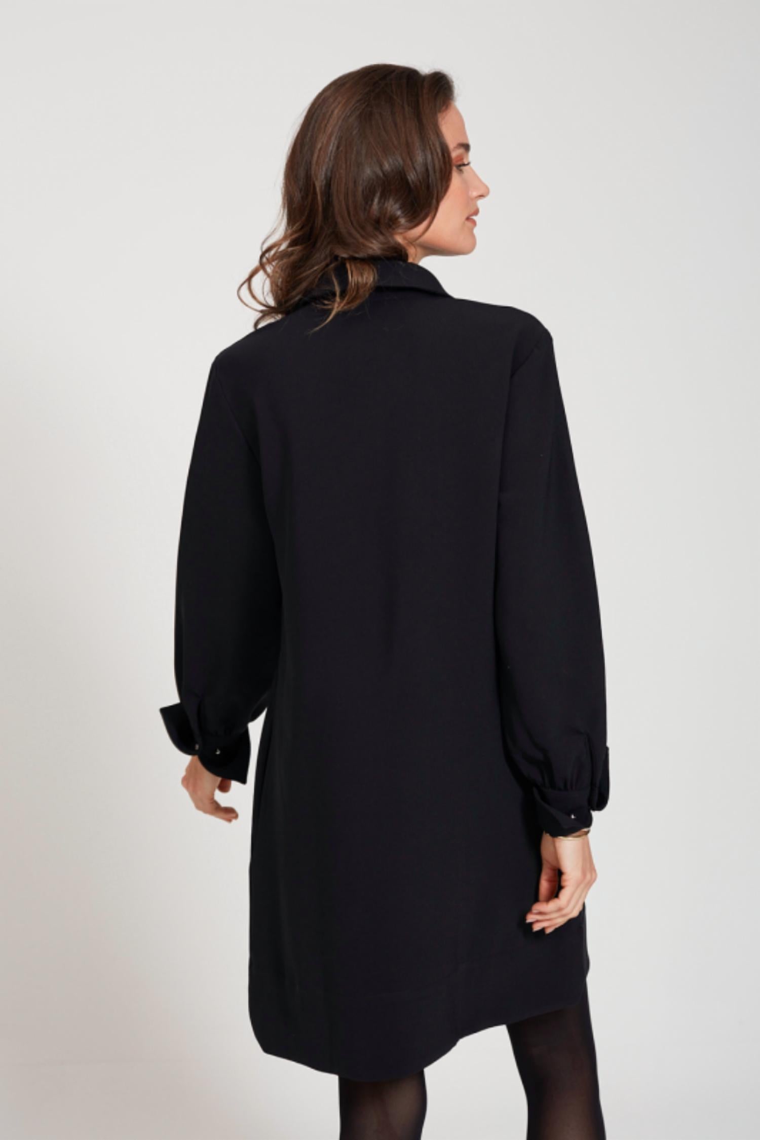 0039 Italy - V-neck Open Collar Dress