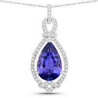 Diana M Jewels Women's Pear Natural Tanzanite Pendant Necklace (7.11 Ct) - Elegant Plus in 14k white gold - women's jewelry